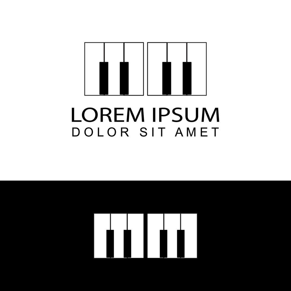 Letra inicial mm diseño de plantilla de logotipo de piano de música vector