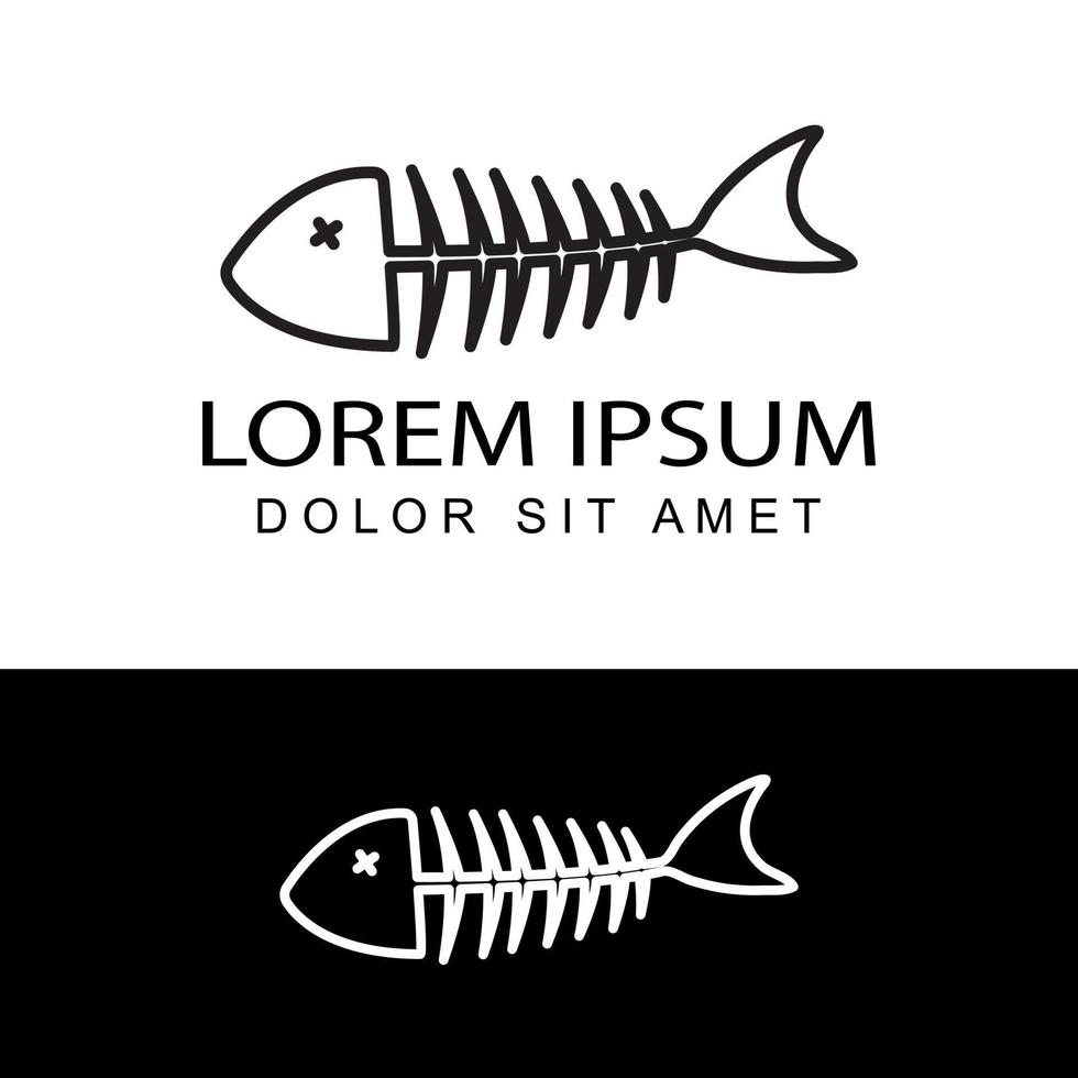 vector de diseño de plantilla de logotipo de esqueleto de hueso de pescado