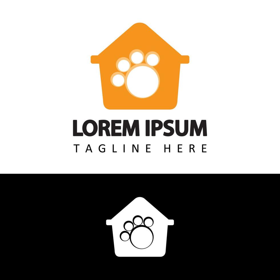 vector de diseño de plantilla de logotipo de pata de tienda de mascotas en fondo aislado