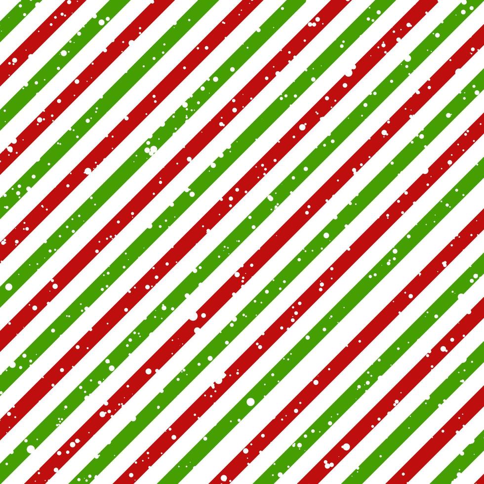 Christmas diagonal striped red and green lines on white background with snow texture, Vector