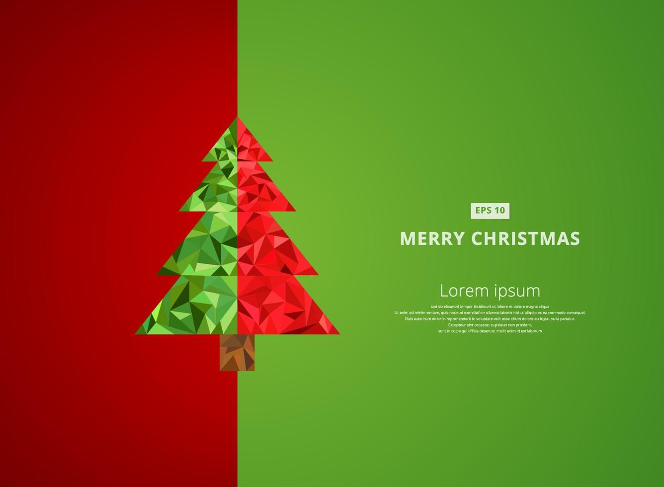 plantilla árbol de navidad fondo rojo y verde con espacio de copia, ilustración vectorial vector