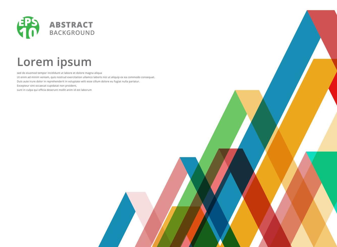 Abstract colorful overlap triangle pattern on white background with copy space vector