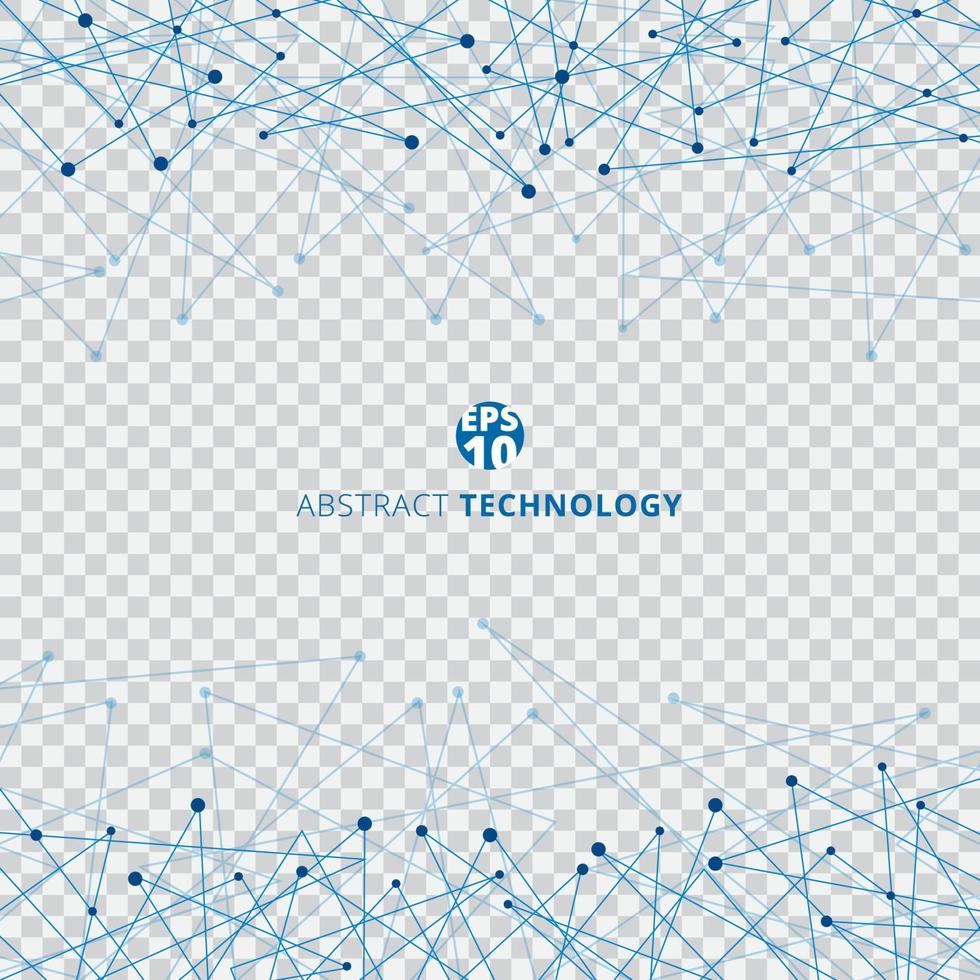 Abstract technology blue mesh with dots on transparent background vector
