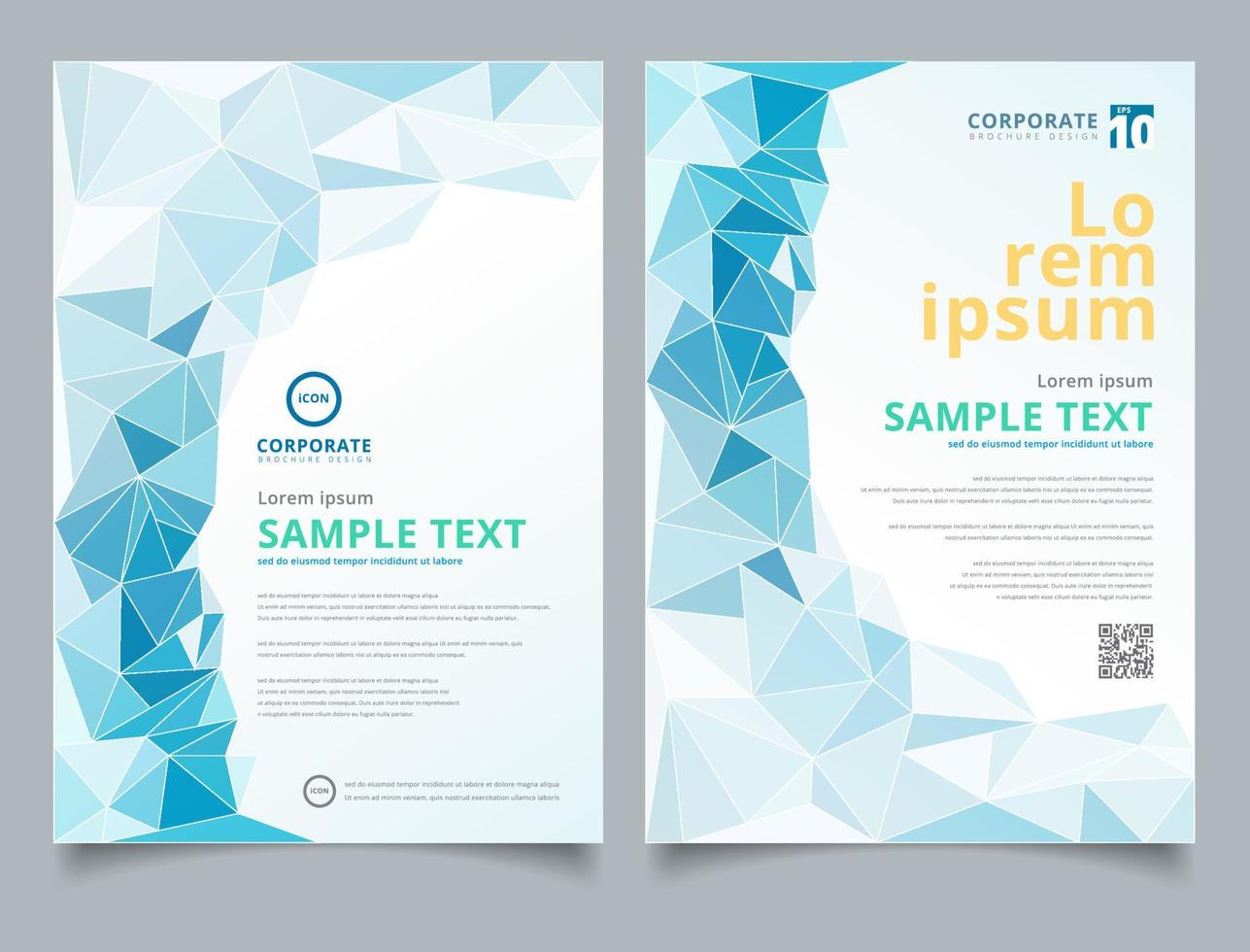 Brochure light blue polygonal mosaic background layout design template, Annual report, Leaflet, Advertising, poster, Magazine, Business for background vector