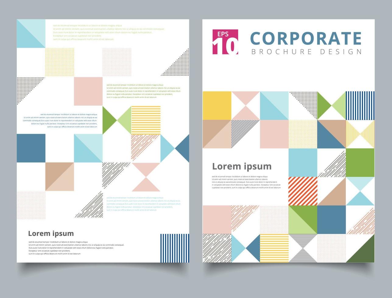 Brochure design template, Flyer cover geometric square. triangle, line colorful pastels design layout copy space for photo background vector