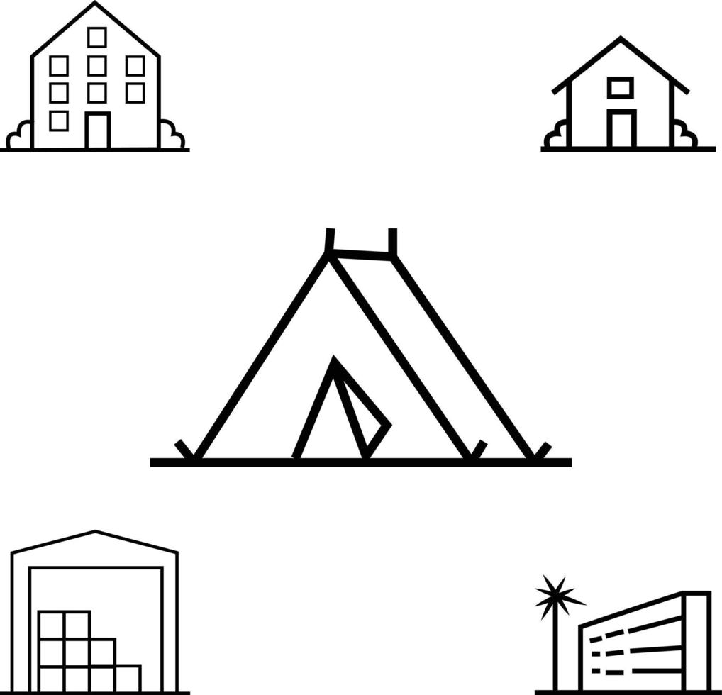 ccommodation icon set. Included the icons as home, house, palace vector
