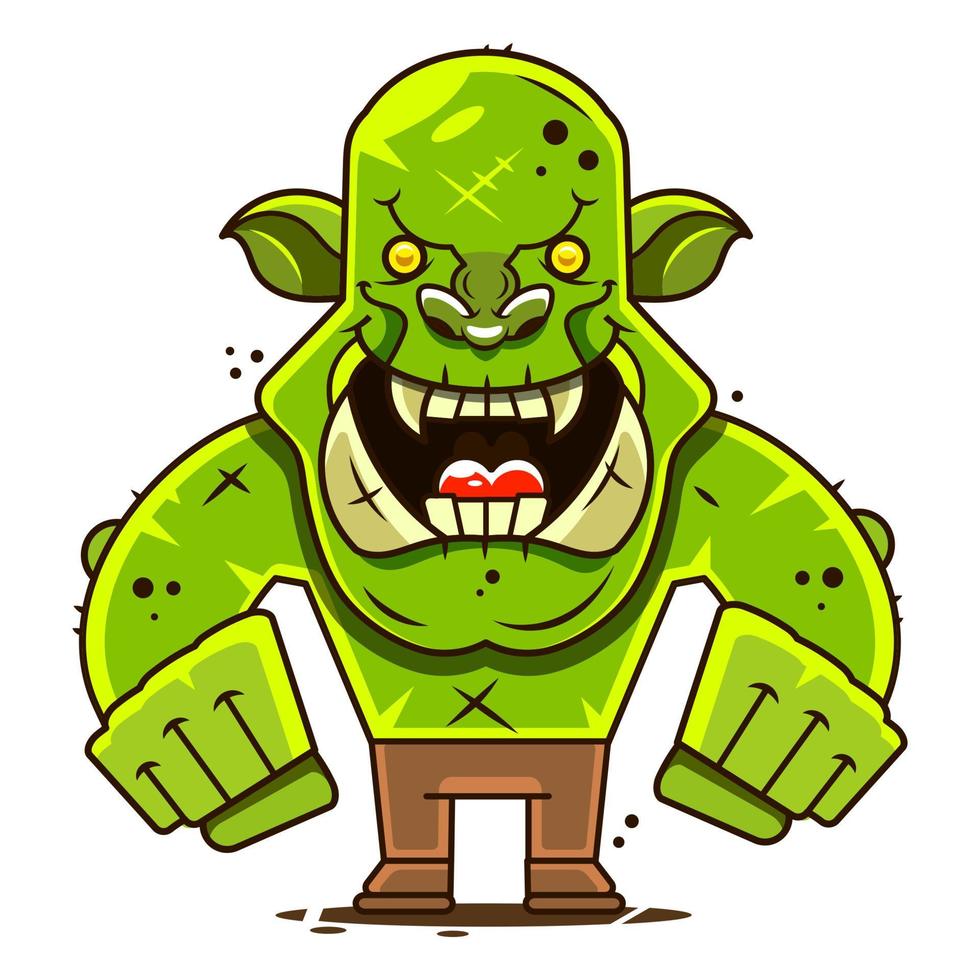An illustration of a stylised troll or other monster face emoji vector
