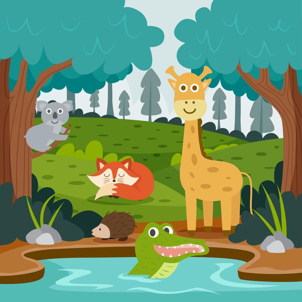 Wildlife Animals Cartoon Concept vector