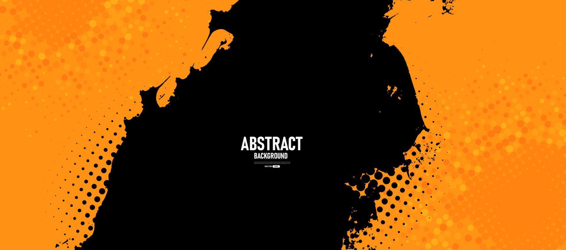 Black and yellow abstract background with grunge brushstroke vector