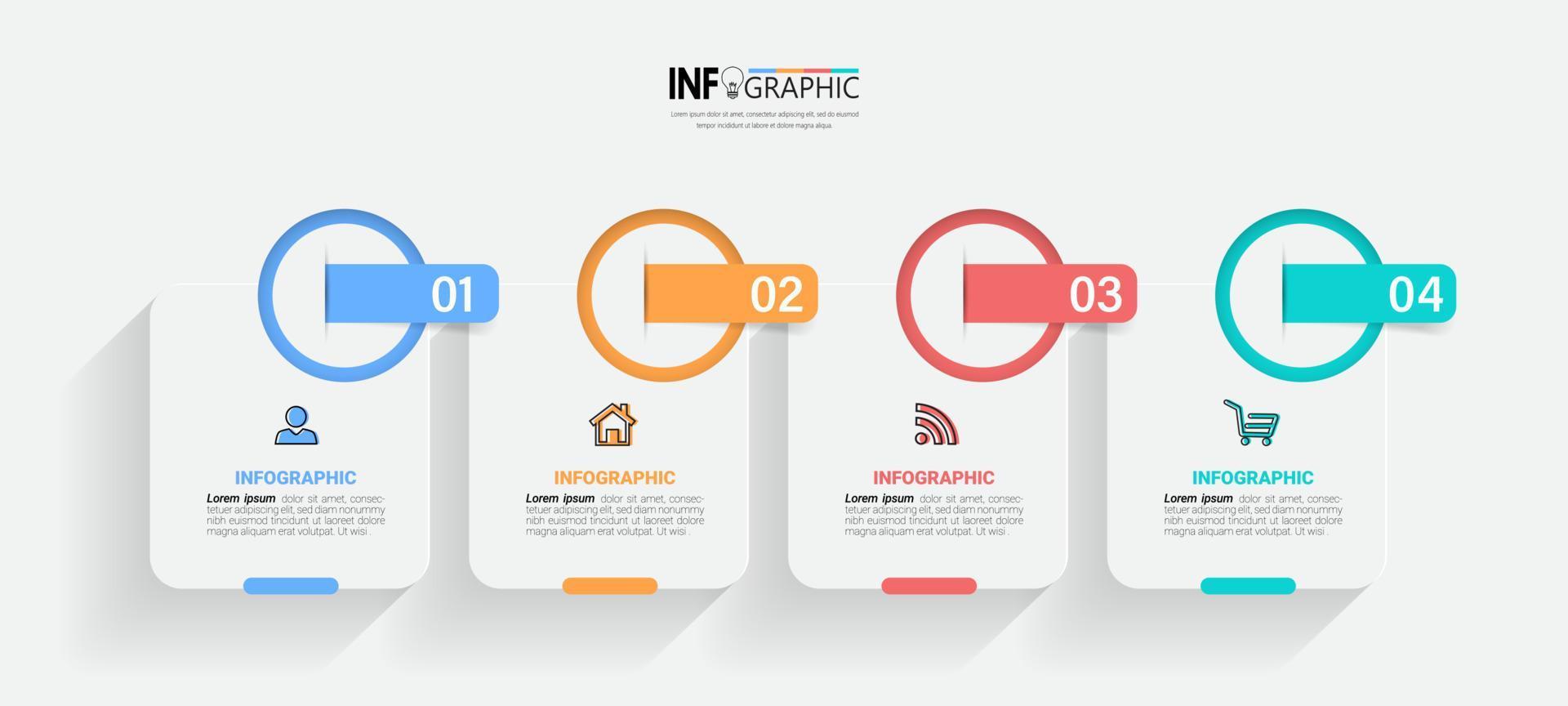 plantilla de infografía de línea de tiempo de cuatro pasos vector