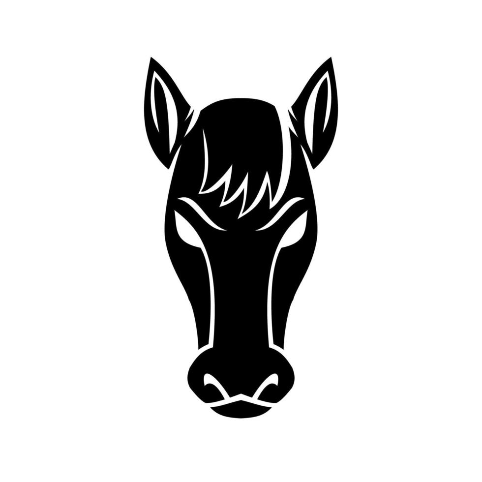 Angry Bronco Mustang Stallion or Horse Front View Mascot Black and White vector