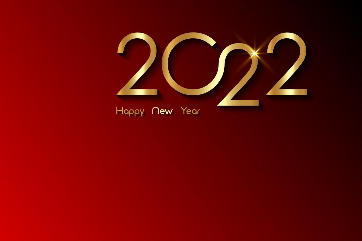 2022 New Year gold numbers logo business template. Christmas theme, vector illustration. Holiday design for greeting card, invitation, calendar, party, golden luxury vip, isolated on red background