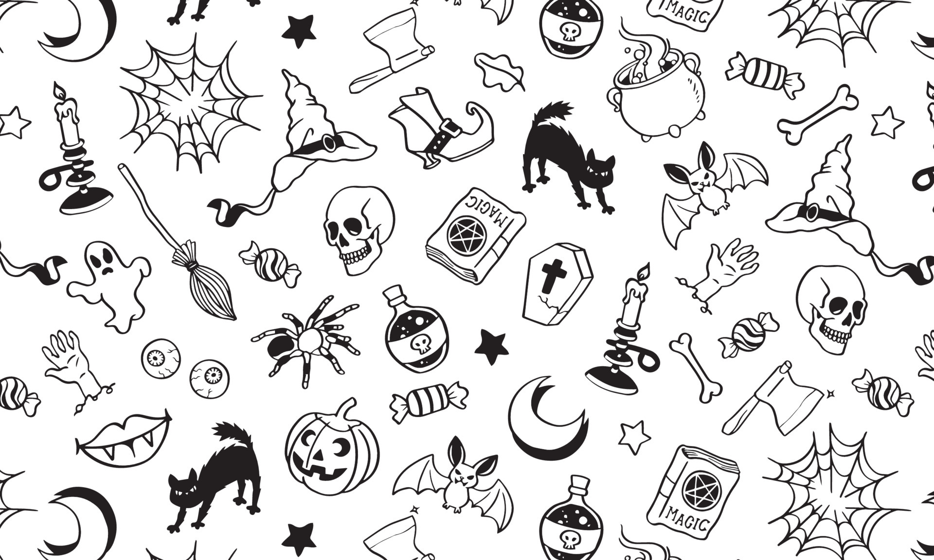 Background Halloween doodles black and white 4504478 Vector Art at Vecteezy