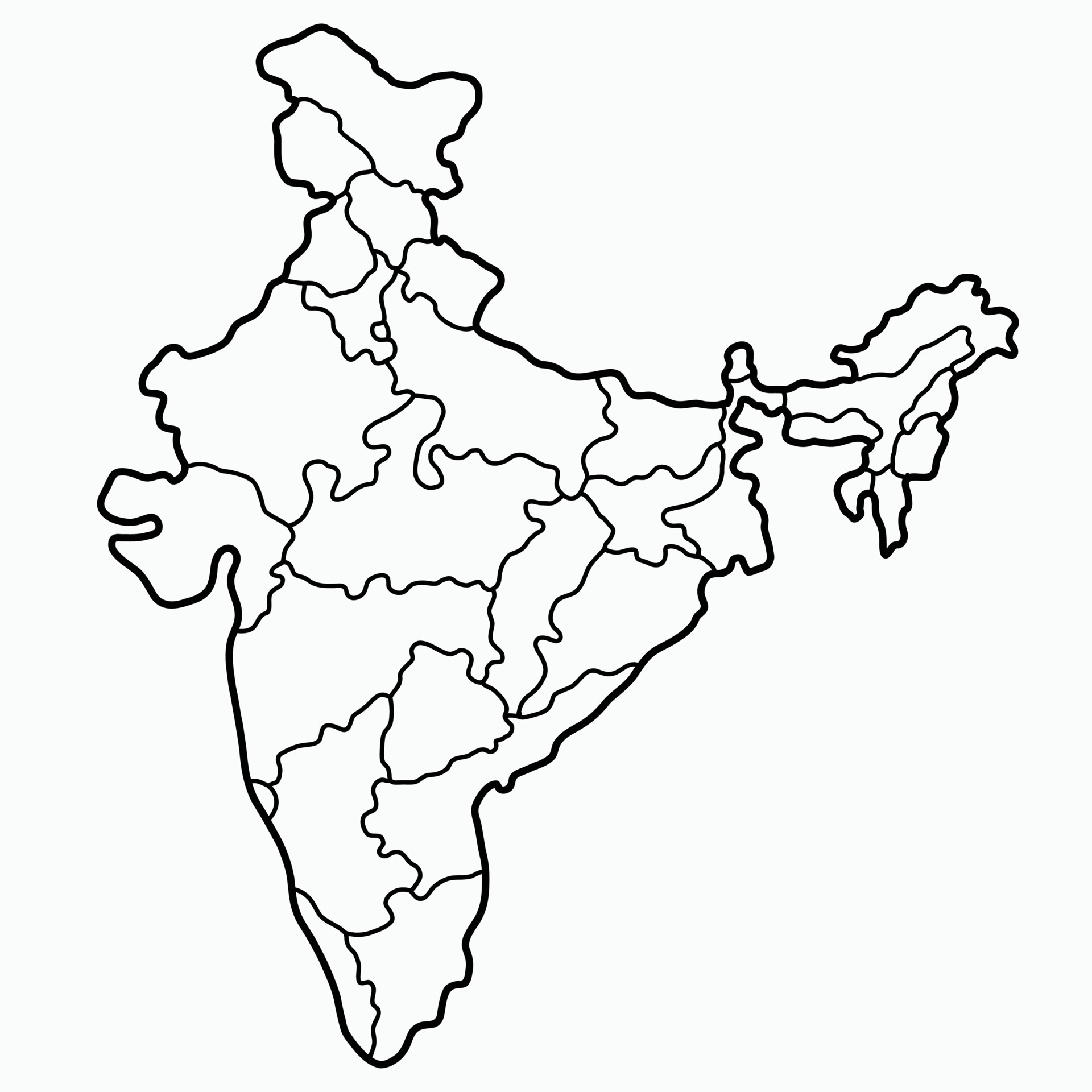 Political Map Of India Line Drawing - Felita Valentina