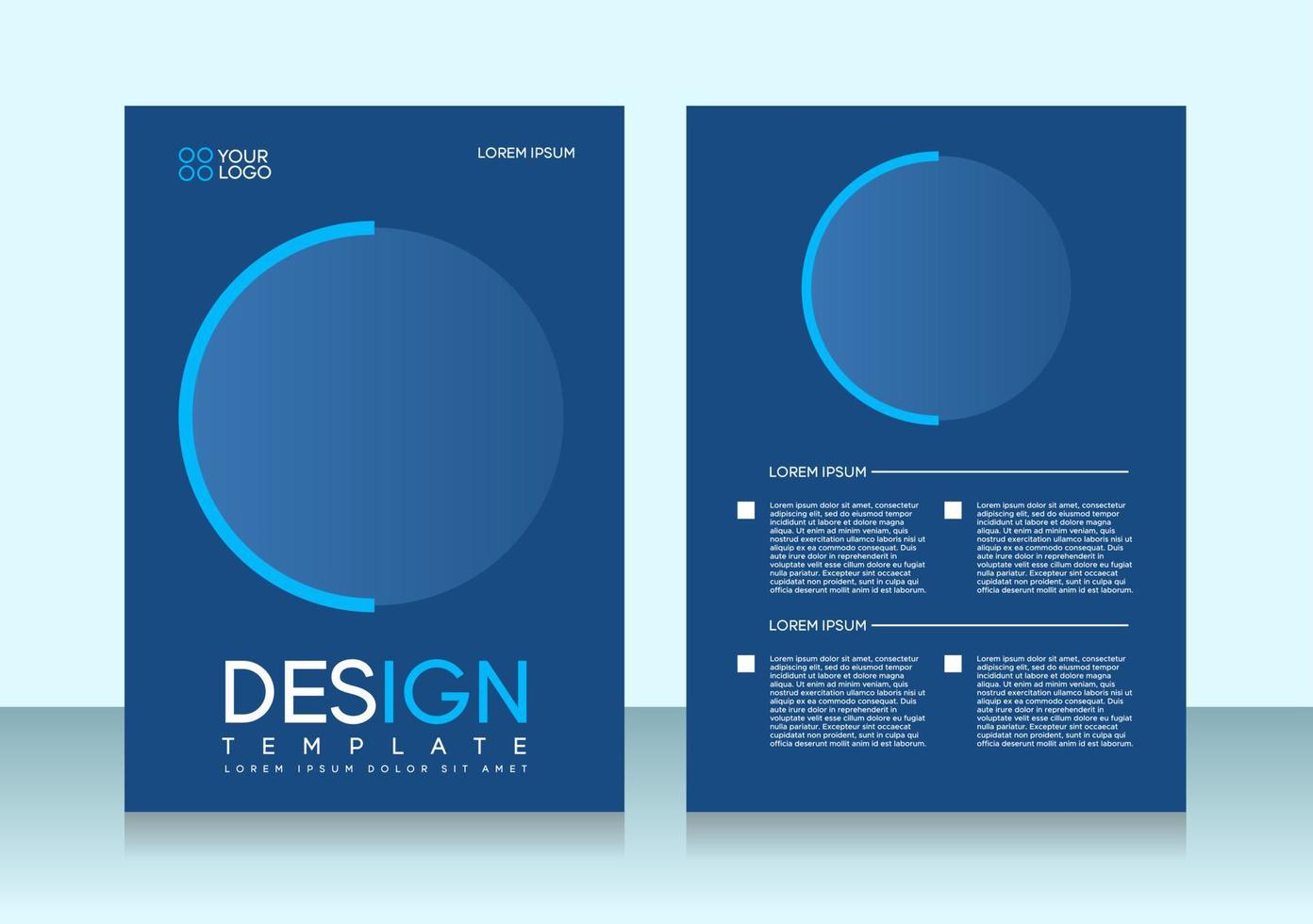 Diseño de folleto de volante, plantilla de tamaño de portada empresarial a4, círculo geométrico de color azul vector
