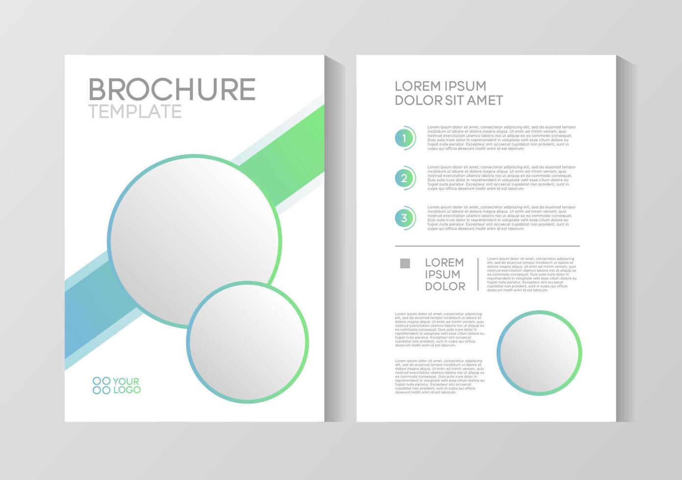 Flyer brochure design, business cover size A4 template, geometric circle green color vector