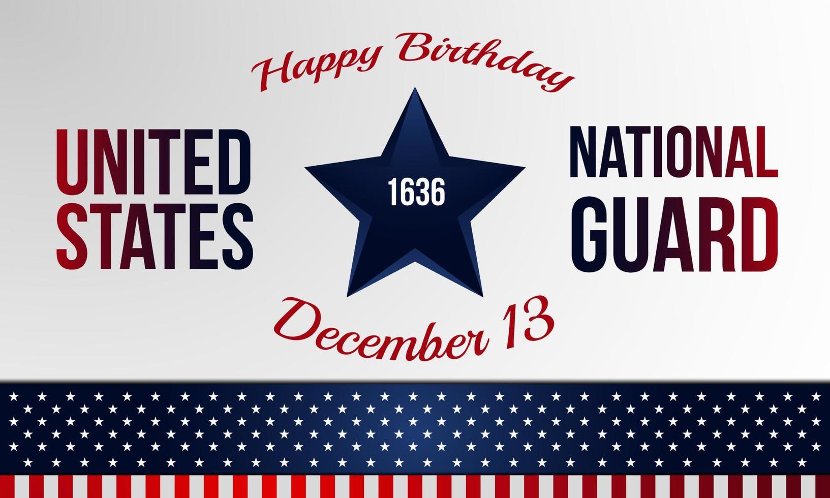 United States National Guard Birthday. December 13. Template for background, banner, card, or poster. With shield, star icon and USA flag. Premium and luxury vector illustration