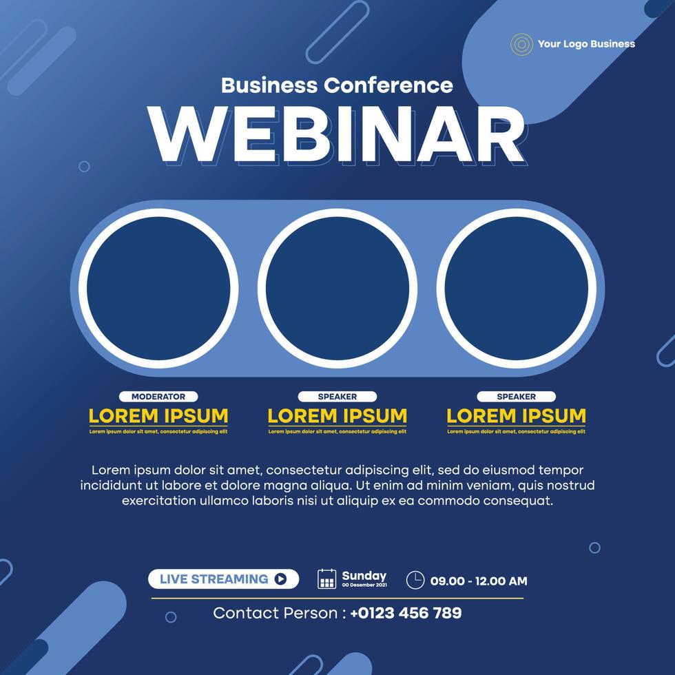 Business Webinar Social Media Post Template With Geometric Background vector