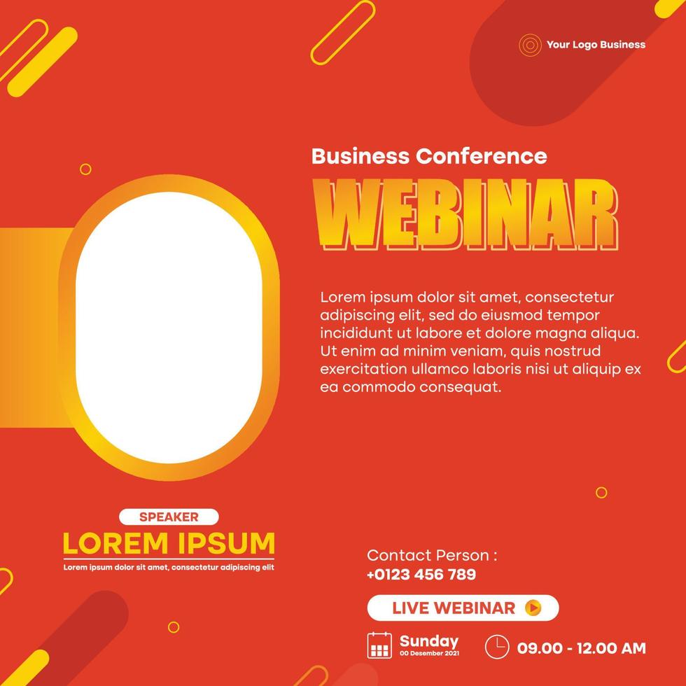 Business Webinar Social Media Post Template With Geometric Background vector