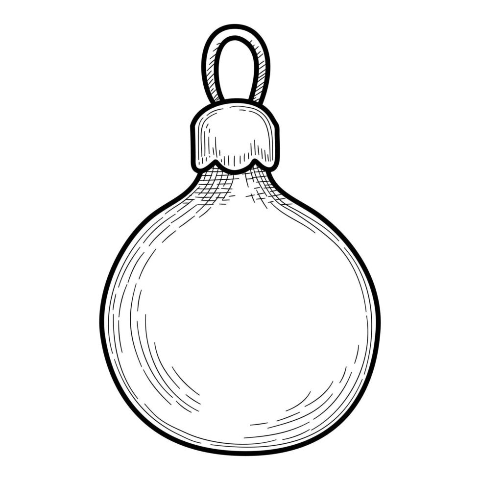 Christmas fir tree ball toy icon, hand drawn and outline style vector