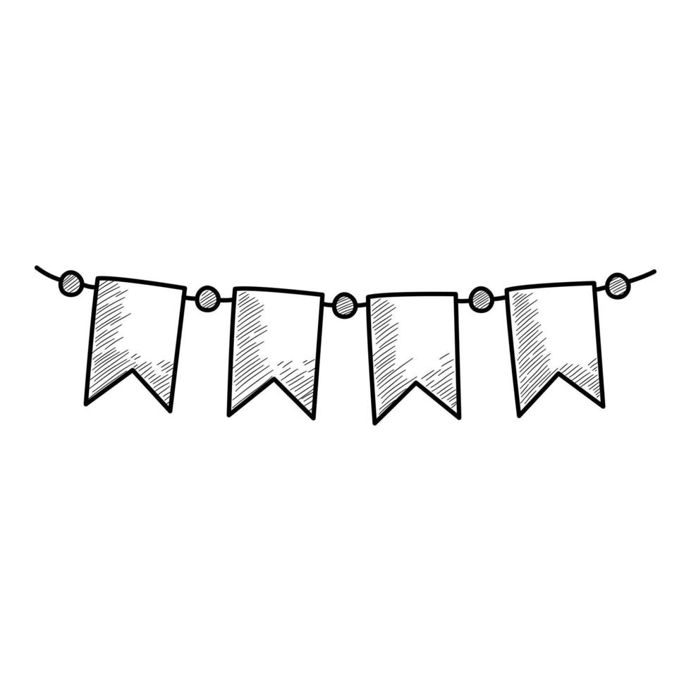 Christmas holidays flags wire icon, hand drawn and outline style vector