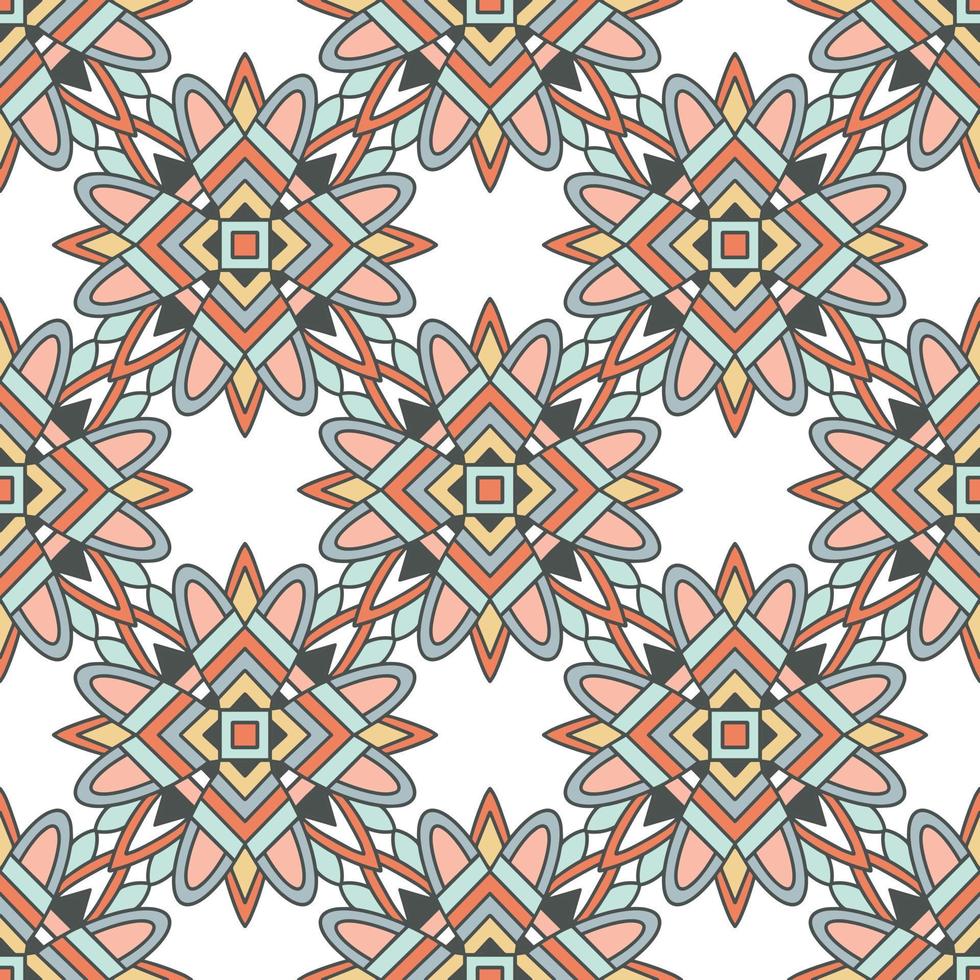 Abstract geometric design in pastel colors. Ethnic decorative art in pink, blue and gray. Indian style pattern. vector