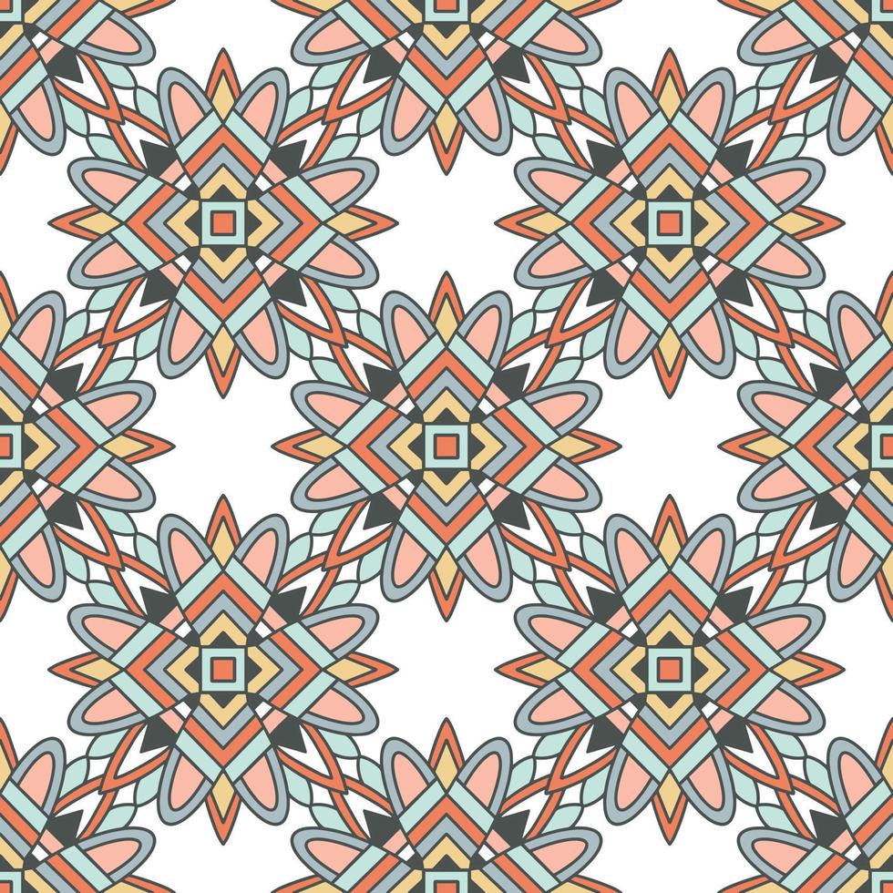 Abstract geometric design in pastel colors. Ethnic decorative art in pink, blue and gray. Indian style pattern. vector