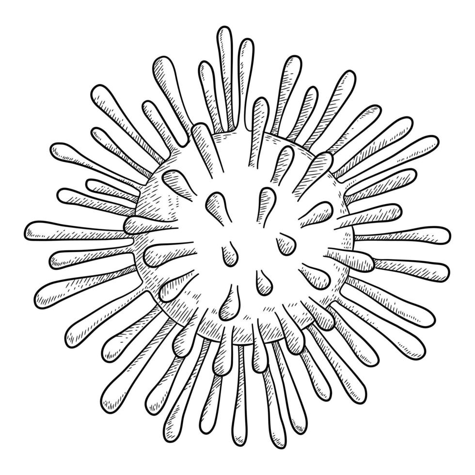 Covid 19 virus icon, outline hand drawn style vector