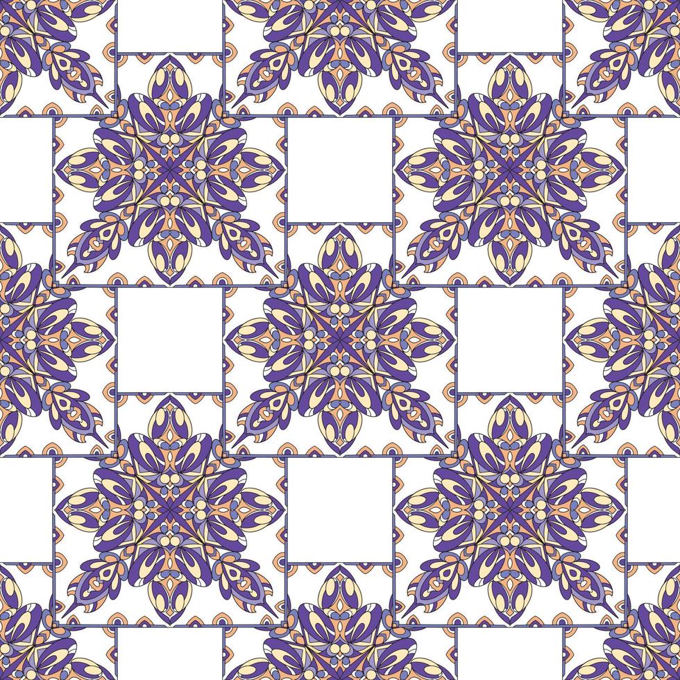 Abstract vector seamless pattern with bright tribal ornament