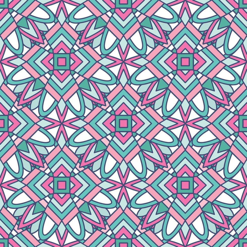 Abstract geometric design in pastel colors. Ethnic decorative art in pink, blue and gray. Indian style pattern. vector