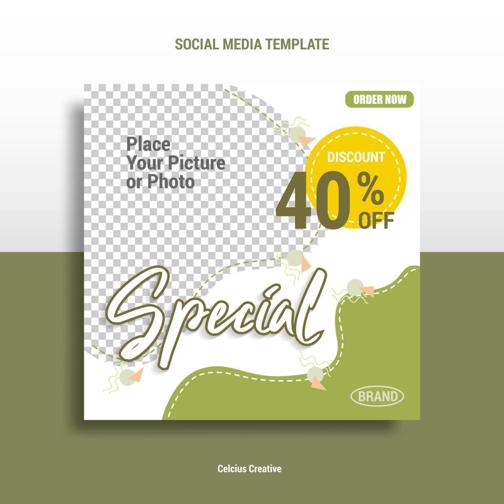 Social media template for branding and promotion of food, beverage, clothing, automotive, finance, and other business products. Suitable for use for other social media banners. vector