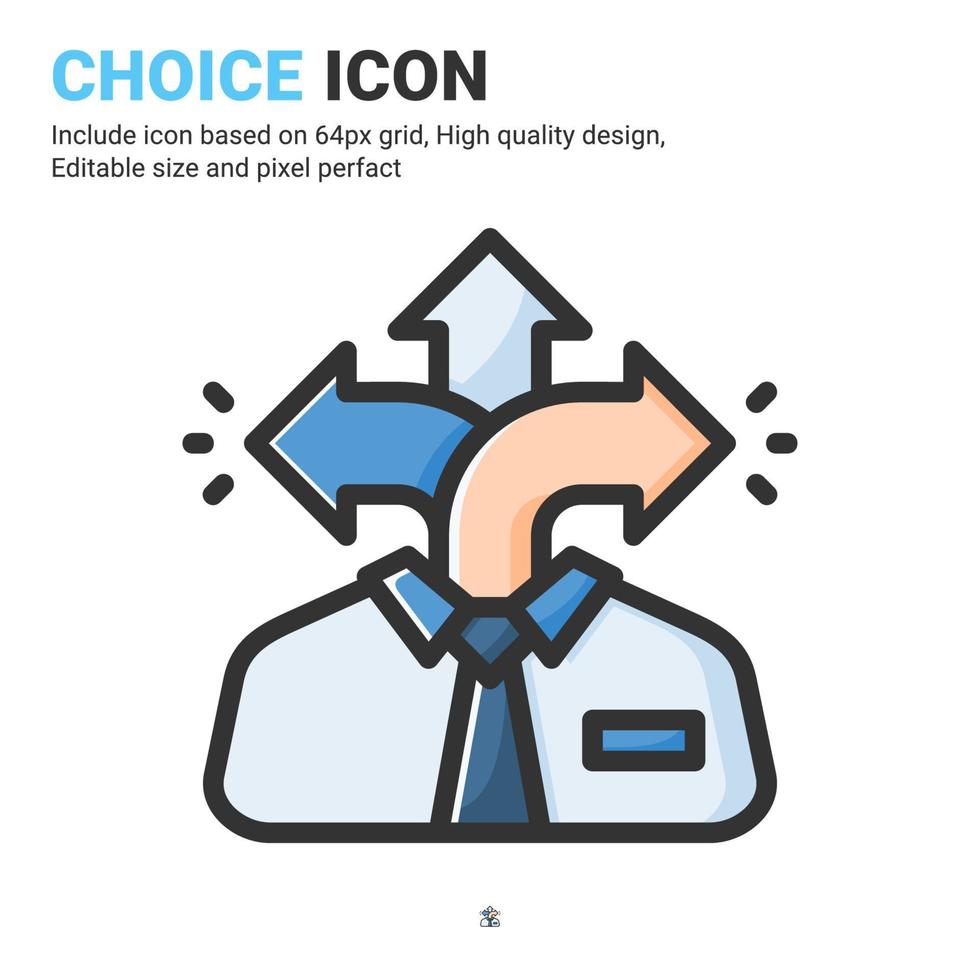 Choice icon vector with outline color style isolated on white background. Vector illustration selection, option sign symbol icon concept for business, finance, industry, company, apps, web and project