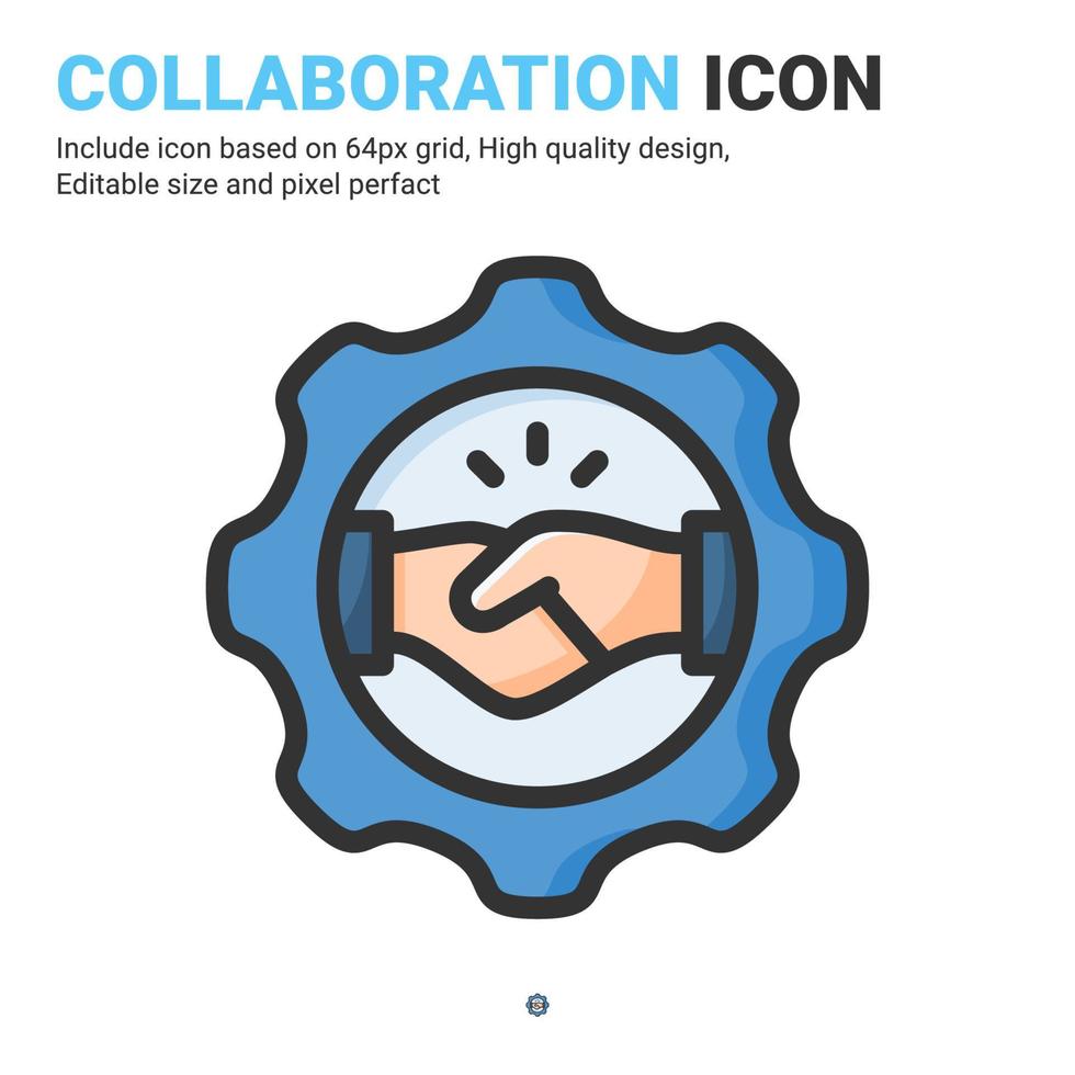 Collaboration icon vector with outline color style isolated on white background. Vector illustration teamwork, contribution sign symbol icon concept for business, finance, industry, apps and project