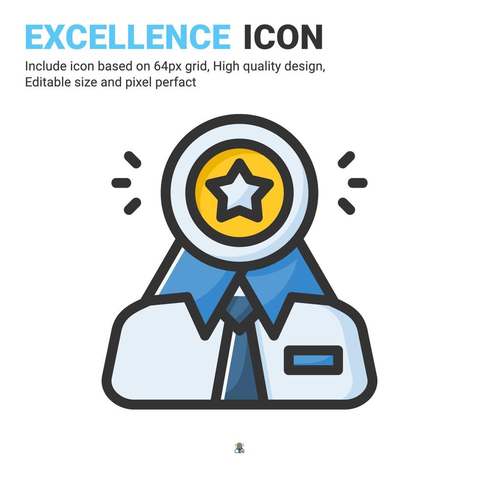 Excellence icon vector with outline color style isolated on white background. Vector illustration goodness sign symbol icon concept for business, finance, industry, company, apps, web and all project