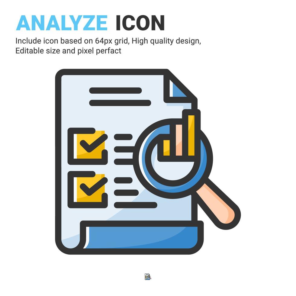 Analyze icon vector with outline color style isolated on white background. Vector illustration analytic, report sign symbol icon concept for business, finance, industry, company, apps, web and project