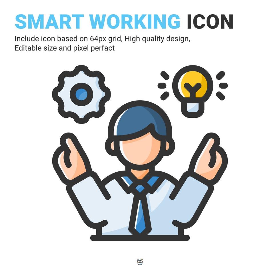 Smart working icon vector with outline color style isolated on white background. Vector illustration creative work sign symbol icon concept for business, industry, company, apps, web and project