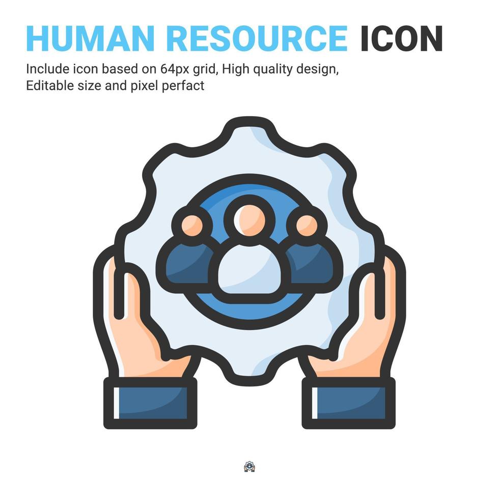 Human resources icon vector with outline color style isolated on white background. Vector illustration worker, employee, laborer sign symbol icon concept for business, finance, industry and project