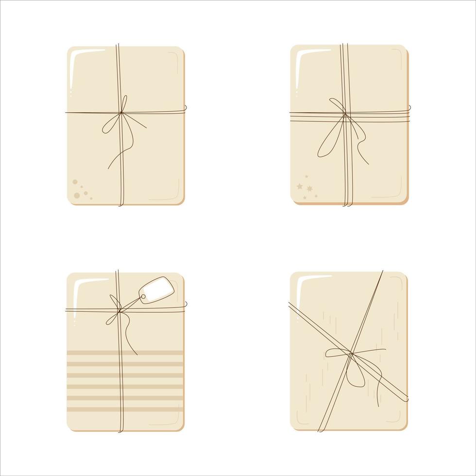 A set of gifts made of craft paper for the holiday vector