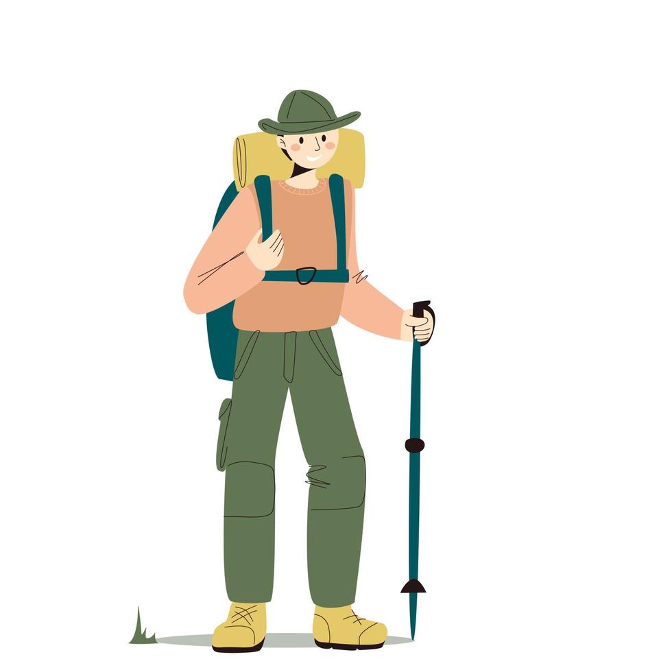 The young man is going on a hike vector