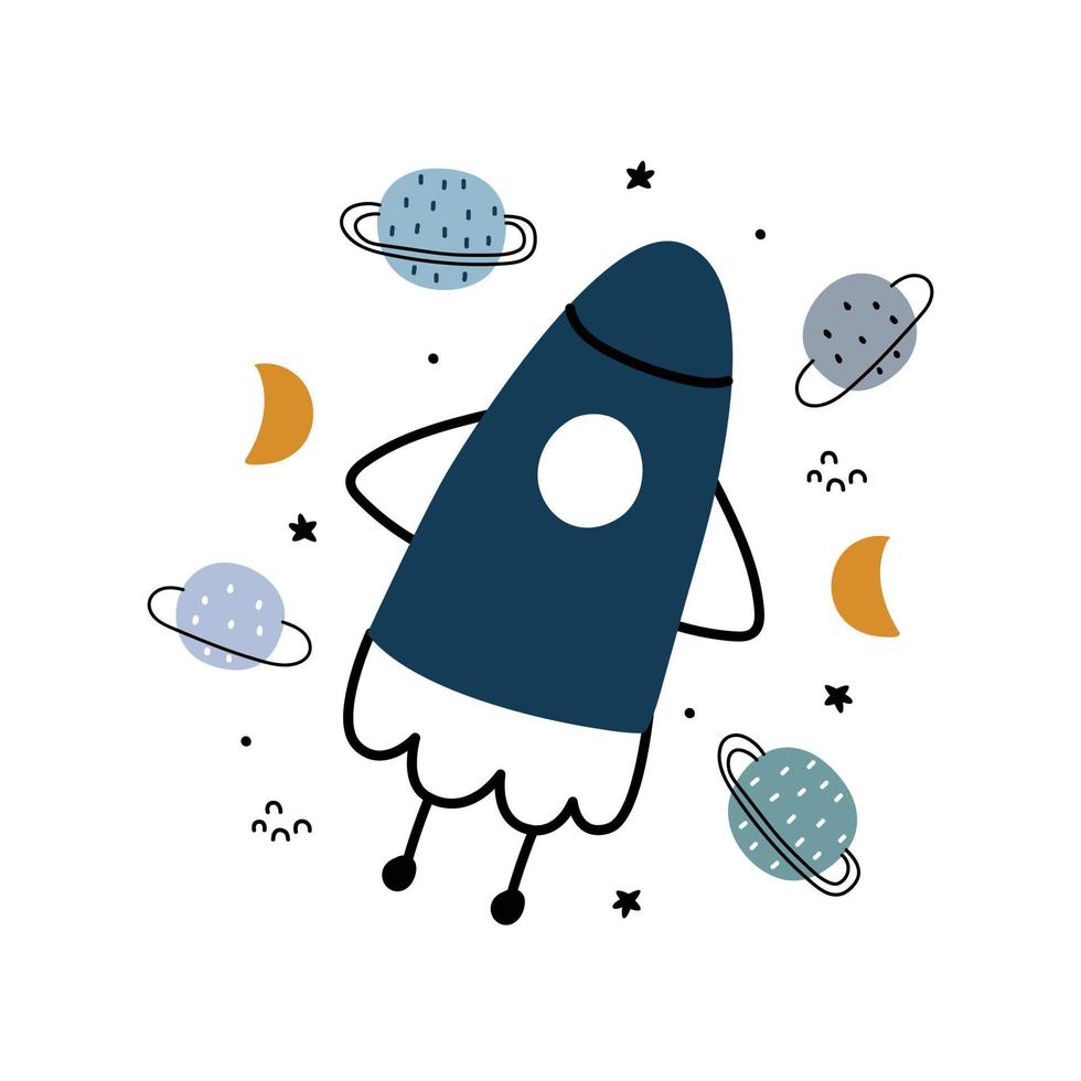 rocket and stars on white background flat icon vector illustration space shuttle space travel. for banners, website design