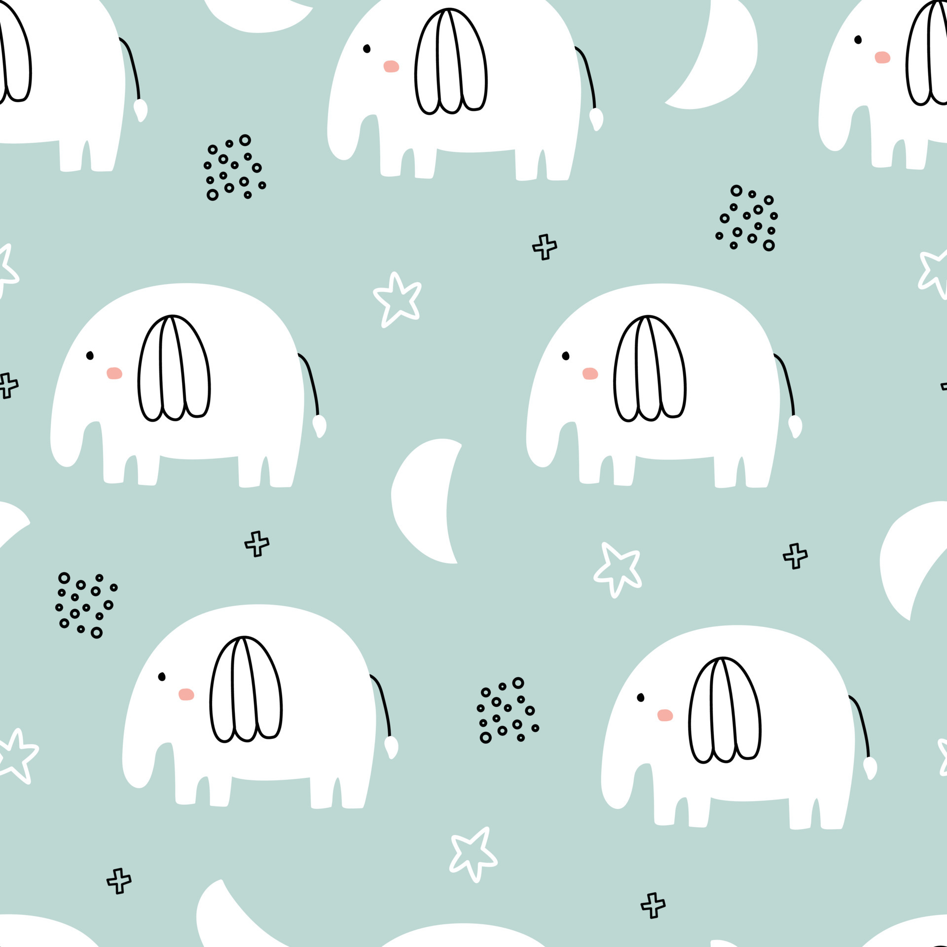 Little elephant seamless pattern Cute cartoon animal background hand-drawn  in children's style used for fabric, textile, print, decorative wallpaper.  Vector illustration 4505373 Vector Art at Vecteezy