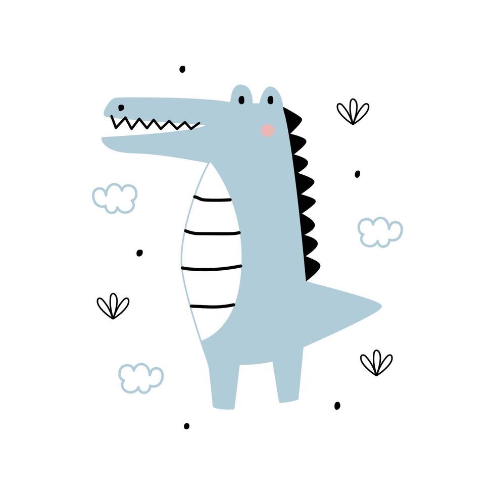 Crocodile on white background flat icon vector illustration space shuttle space travel for banners, website design