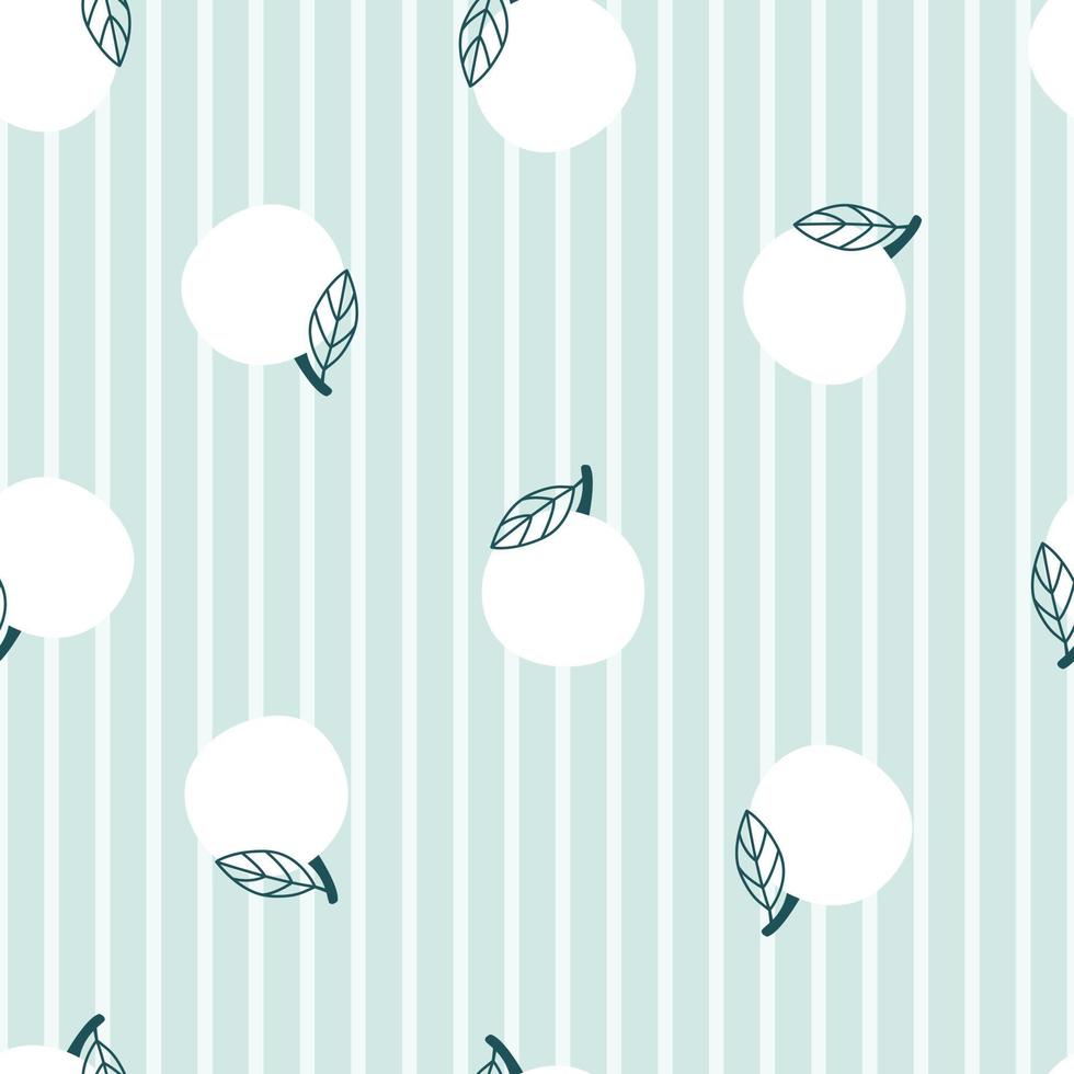 Orange fruit pattern on striped background Seamless Texture Vector. Hand drawn design in cartoon style. Use for prints, wallpapers, decorations, textiles, vector illustrations.
