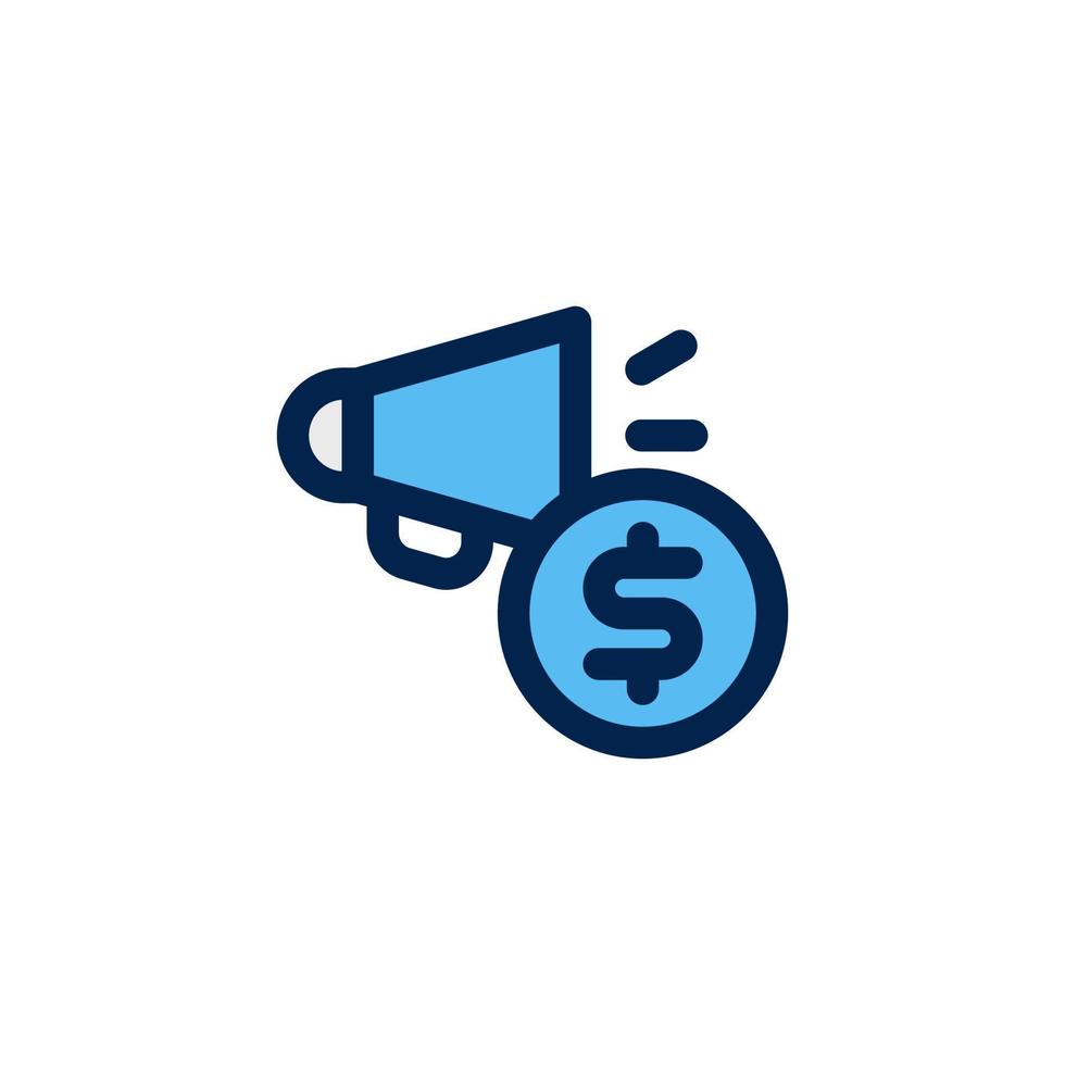 promotion cost icon design vector illustration with symbol megaphone and coin money for advertising business