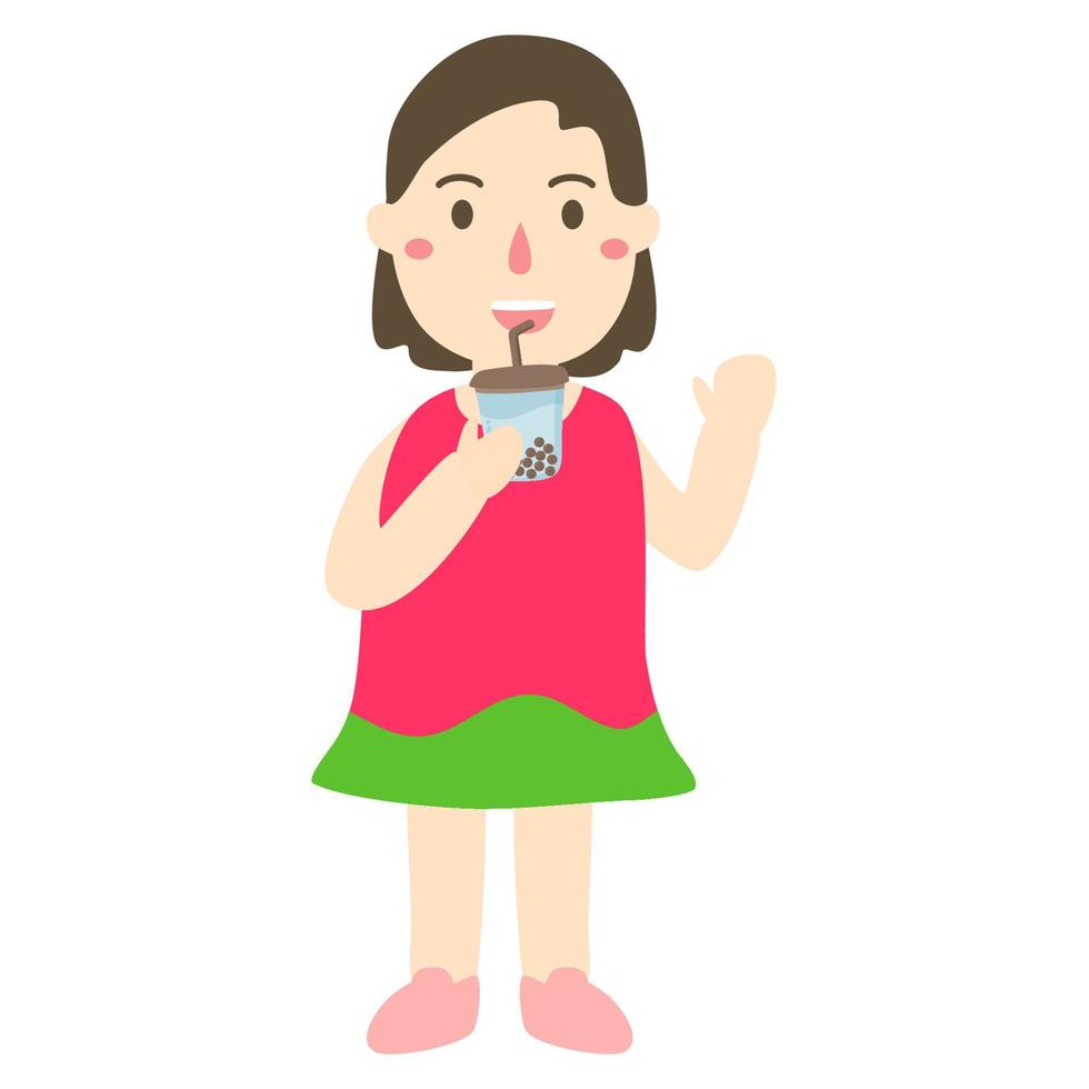 drinking takeaway bubble tea vector