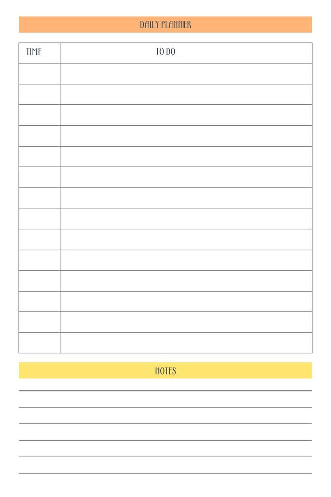 daily personal planner diary template in classic strict style with multicolor elements. Monthly calendar individual schedule minimalism restrained design for business notebook. Week starts on sunday vector