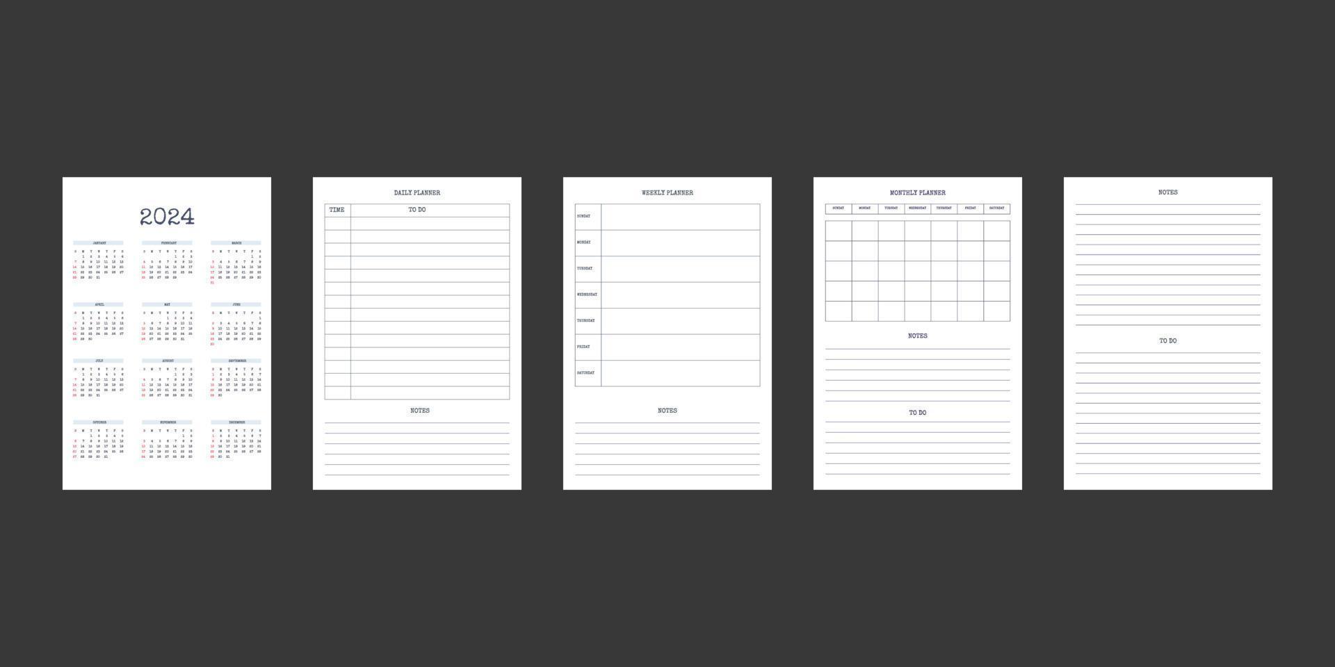 2025 calendar and daily weekly monthly planner diary template in