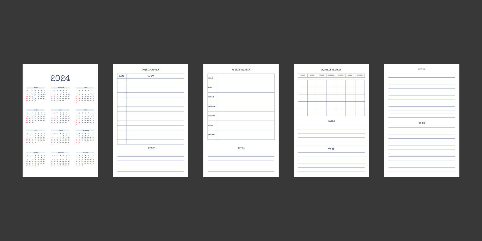 Personal 2024 Month On One Page Planner Inserts