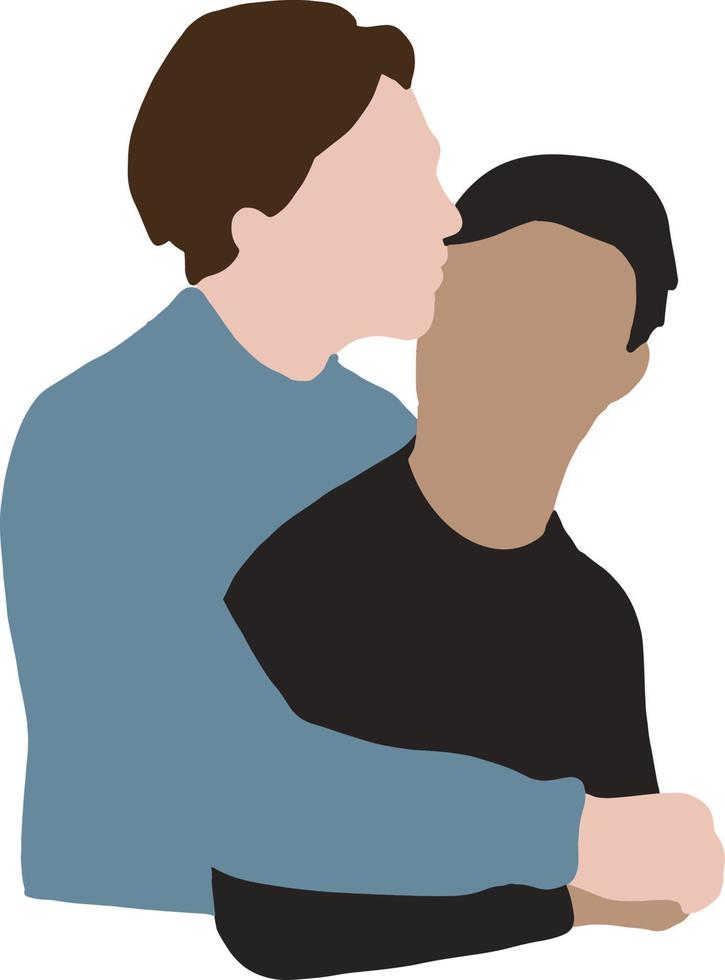 Gay couple hug each other vector lgbt pride