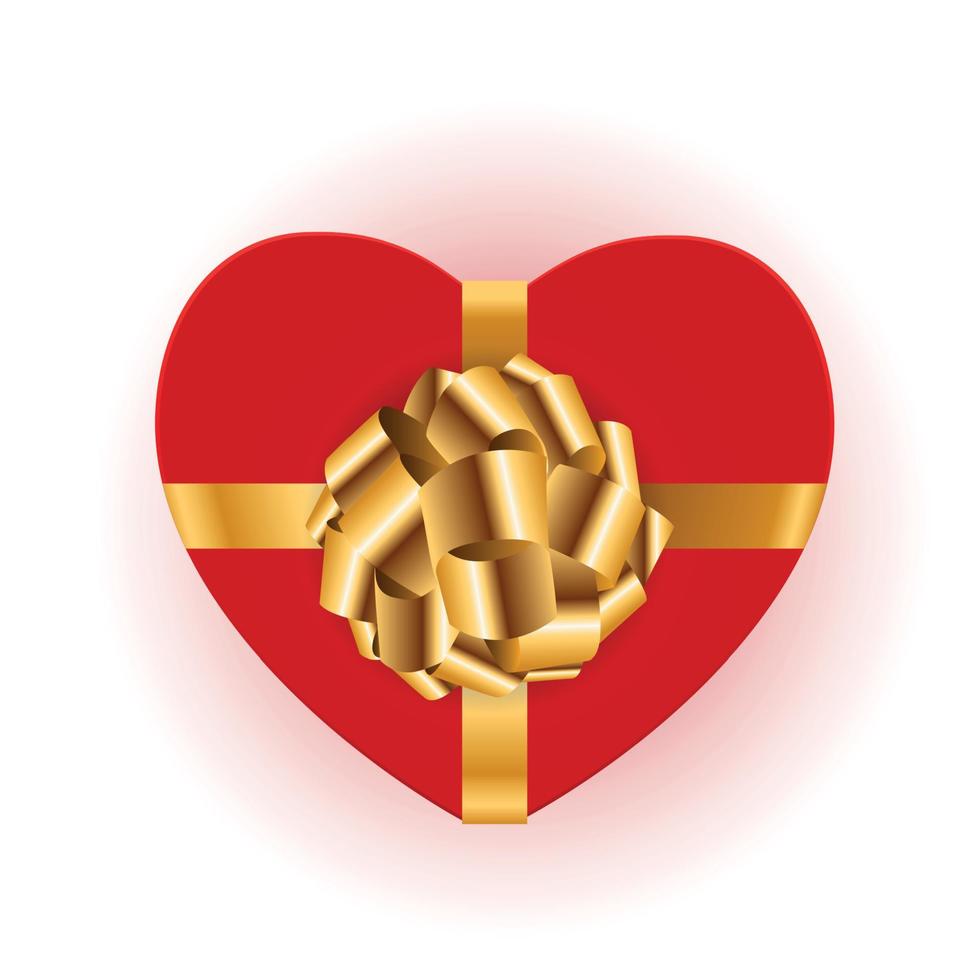 Heart shaped gift box with bow. Vector illustration